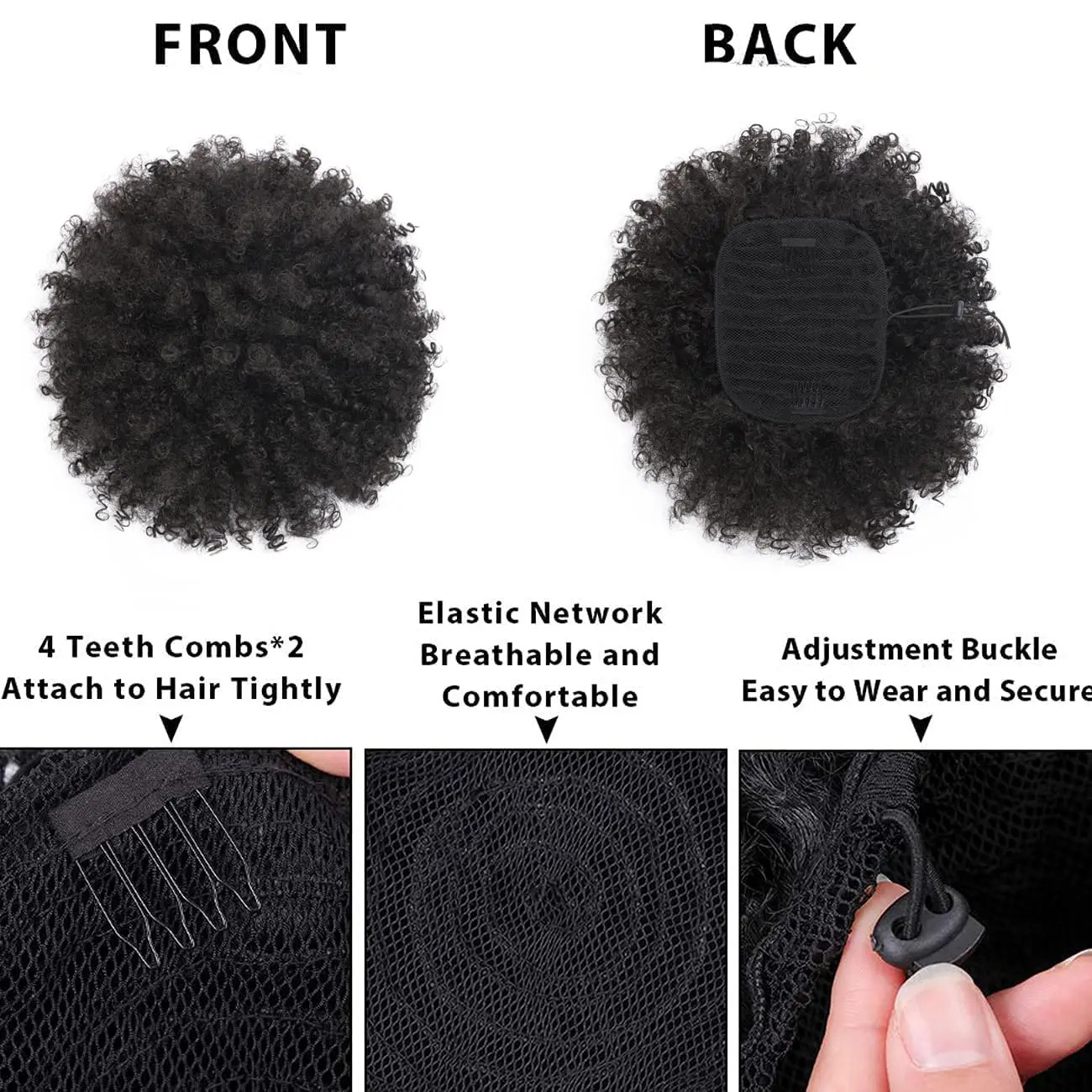 Black Women Synthetic Large Puff Kinky Curly Drawstring Ponytail Hair Extensions