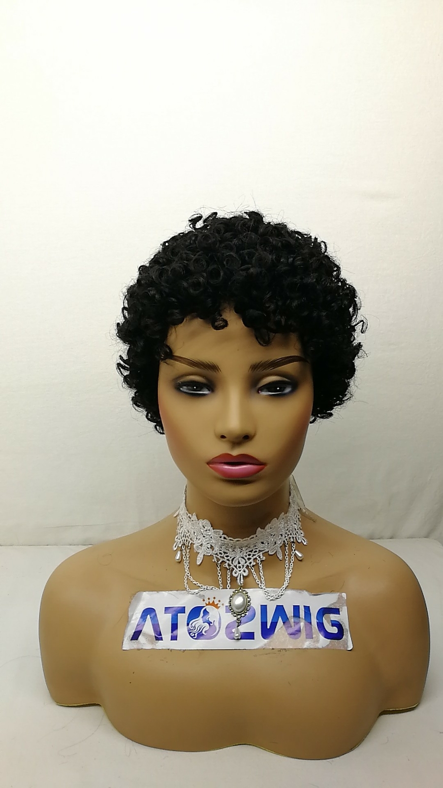 Short Curly Pixie Cut Wigs Black Soft Hair Natural Looking 100% Human Hair Wigs