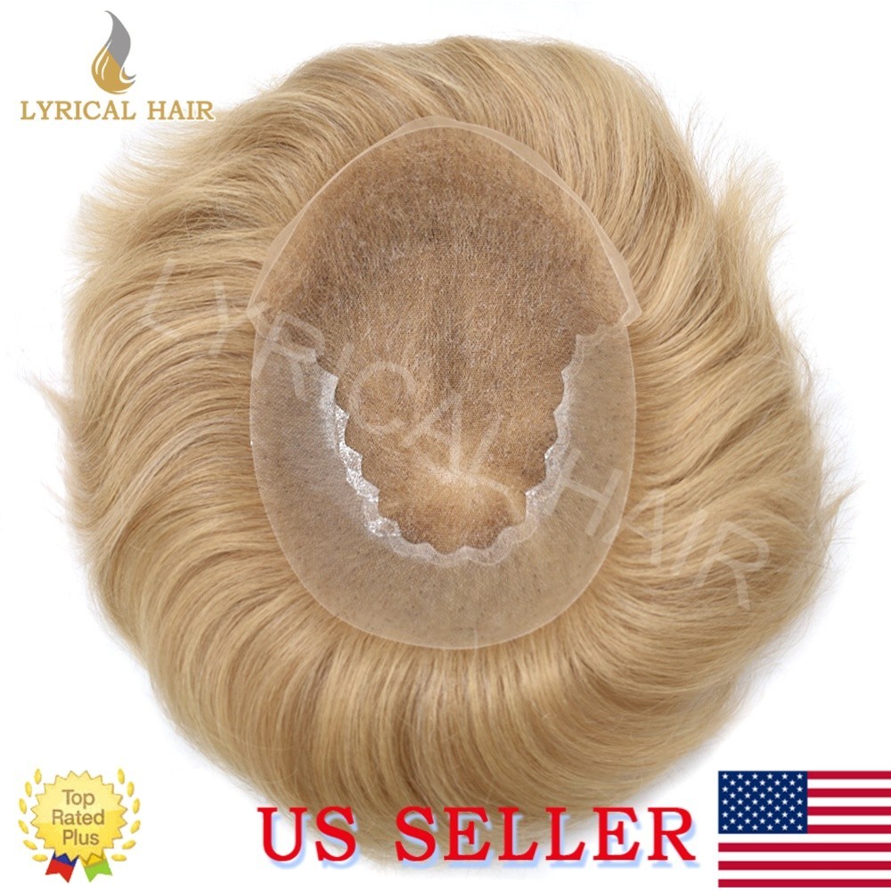 Lyrical Hair French Lace Front Mens Toupee Human Hair PU Skin Base Hair System