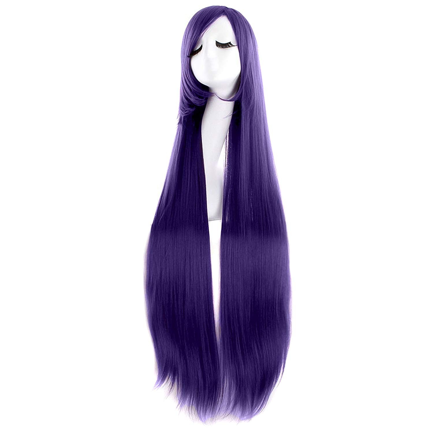 40″ 100cm Anime Costume Long Straight Cosplay Wig Party Wig (Dark Purple)