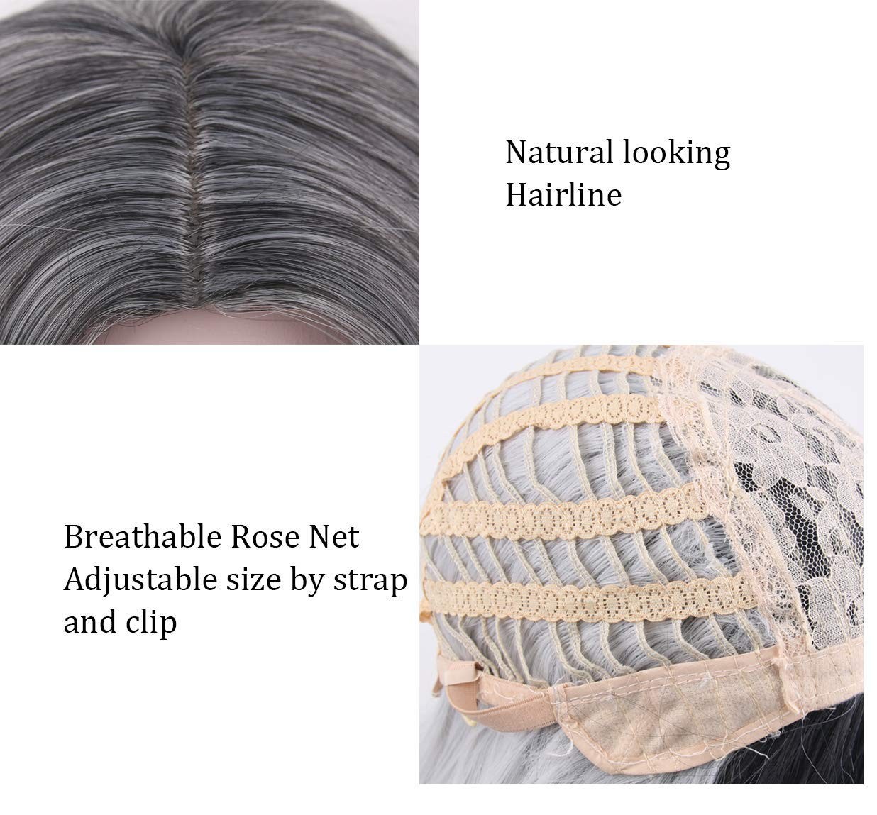 Beautyself Silver Grey Costume Wigs for Women Halloween Curly Long Wavy Fashi…