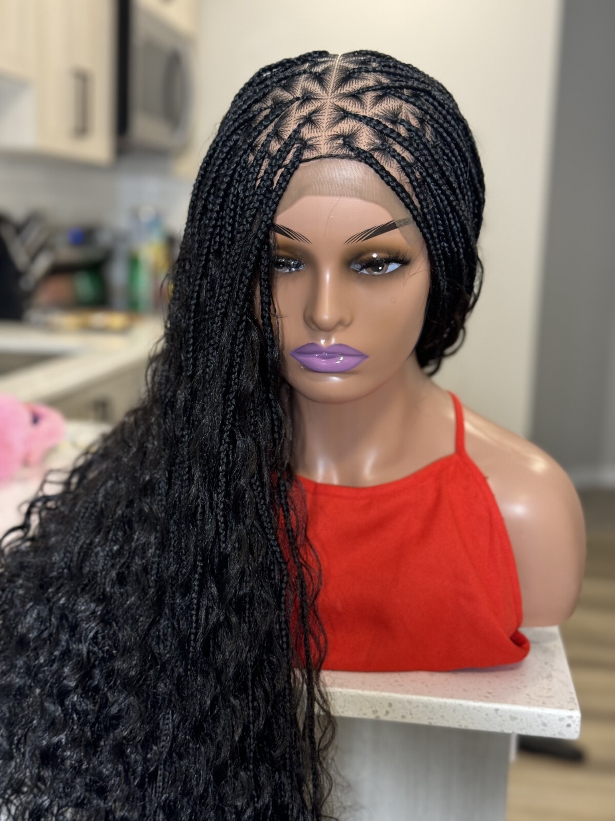Boho Knotless Braid Wig, Goddess Braided Lace Front Wig