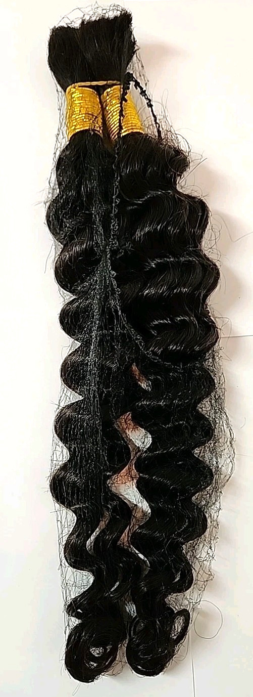 LOT OF 2 Human Braiding Hair 12A Deep Wave 1B for Braids 2 Bundles/Pack 200G 18″