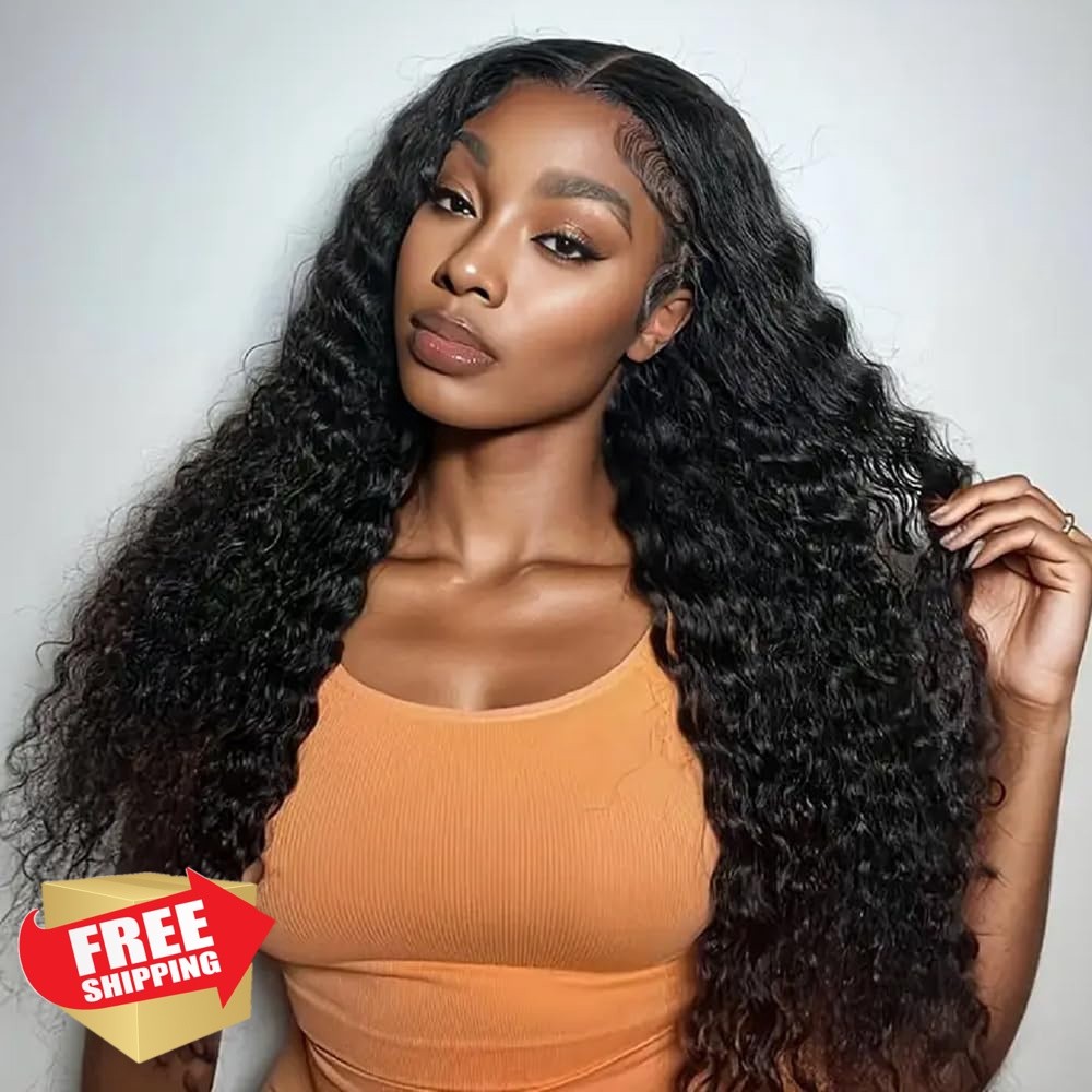 Pinketer 5×5 Glueless Deep Wave 24 Inch Wig Natural Color