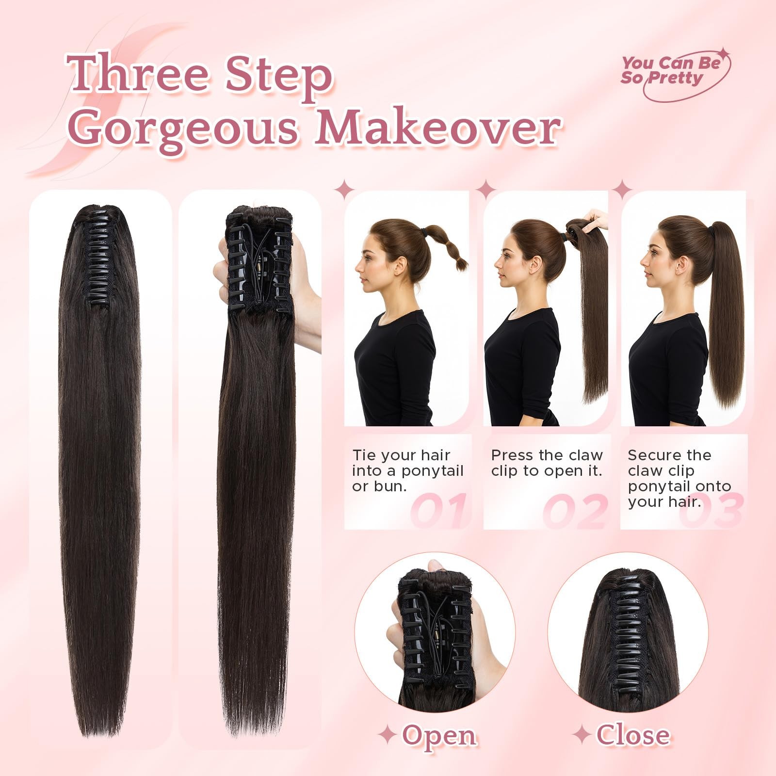 Segohair Human Hair Claw Clip Ponytail Extension 100 Real Human Hair Clip-In