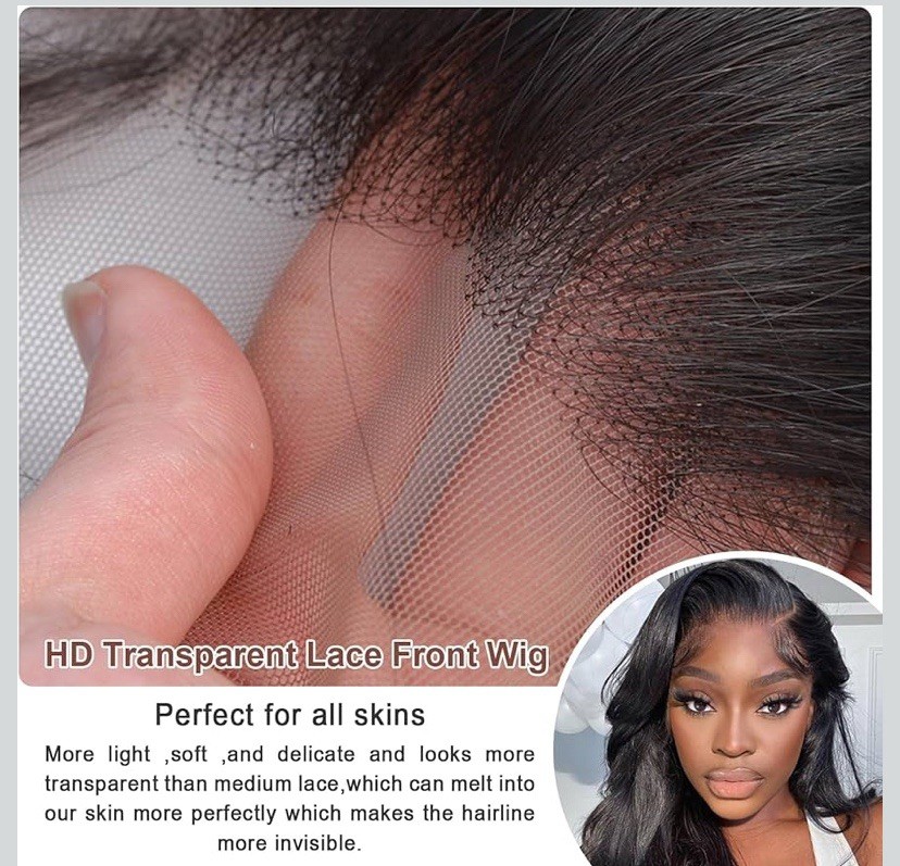 13×4 Lace Front Wigs Human Hair Pre Plucked W/baby Hair 180% 24” Body Wave HD