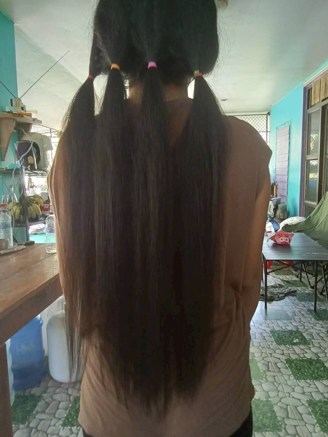 1550 Raw Human Hair Ponytail Natural Black Straight 22 Inch 70g Unprocessed