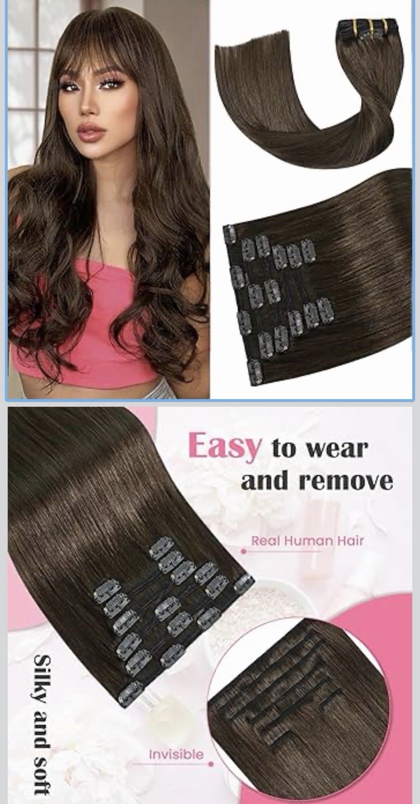 Aison Hair Extensions 100% Human 70G 100% Remy Human Hair 7pcs 16clips 18 Inch