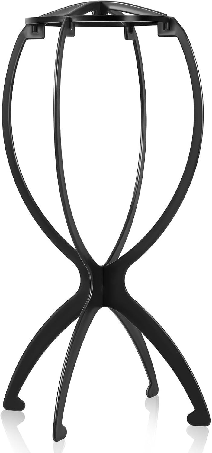 Durable 13.8″ Black Wig Holder – Compact Design for Wigs & Hats, Easy Assembly