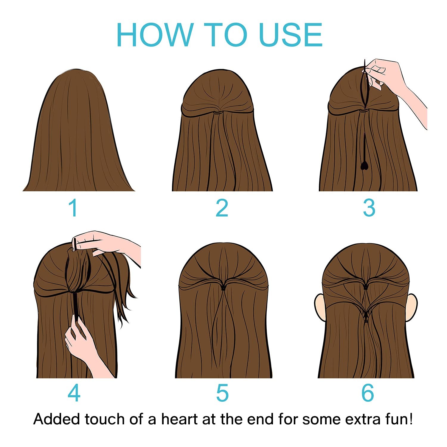 12pcs Quick Topsy Tail Hair Beader for Braiding Beads on Braids, Loop Threader