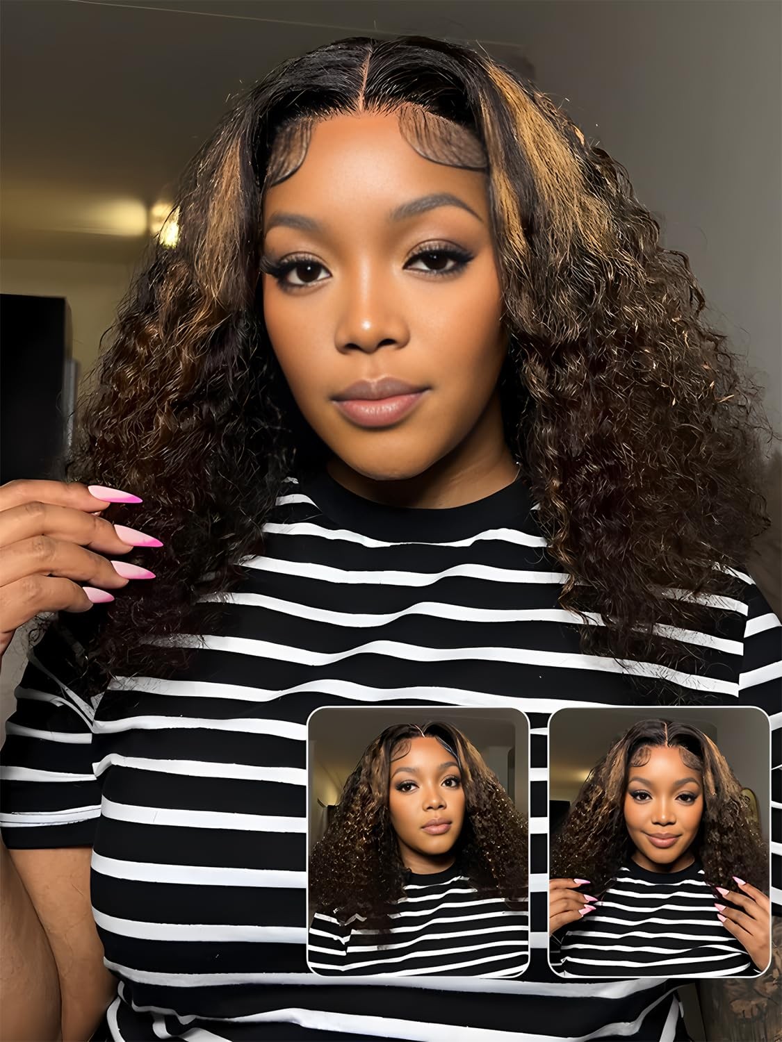 Isee Hair Highlight Glueless Bob Wigs Human Hair Pre Plucked Pre Cut 2/30 Honey