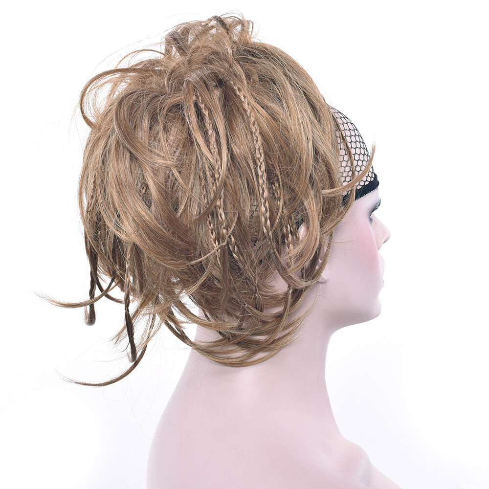 Short Braided Bun Scrunchies Updo Wrap Messy Hairpiece Ponytails Hair Extensions