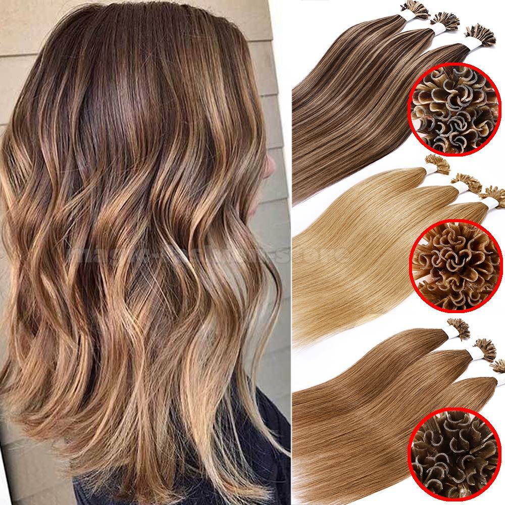 Invisible 1G Fusion Pre Bonded Nail U Tip Remy Human Hair Extensions Keratin US