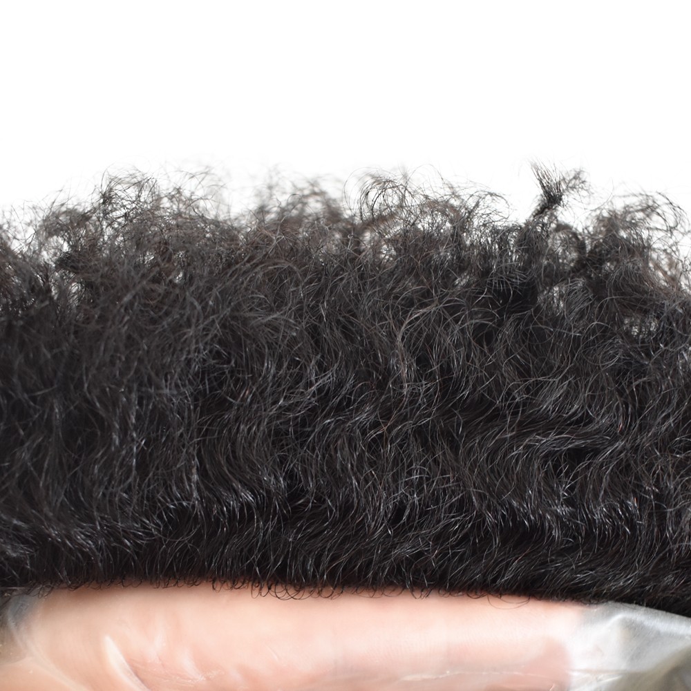 Hair Units for Black Men Full PU Thin Skin Afro Curly Toupee Hairpiece