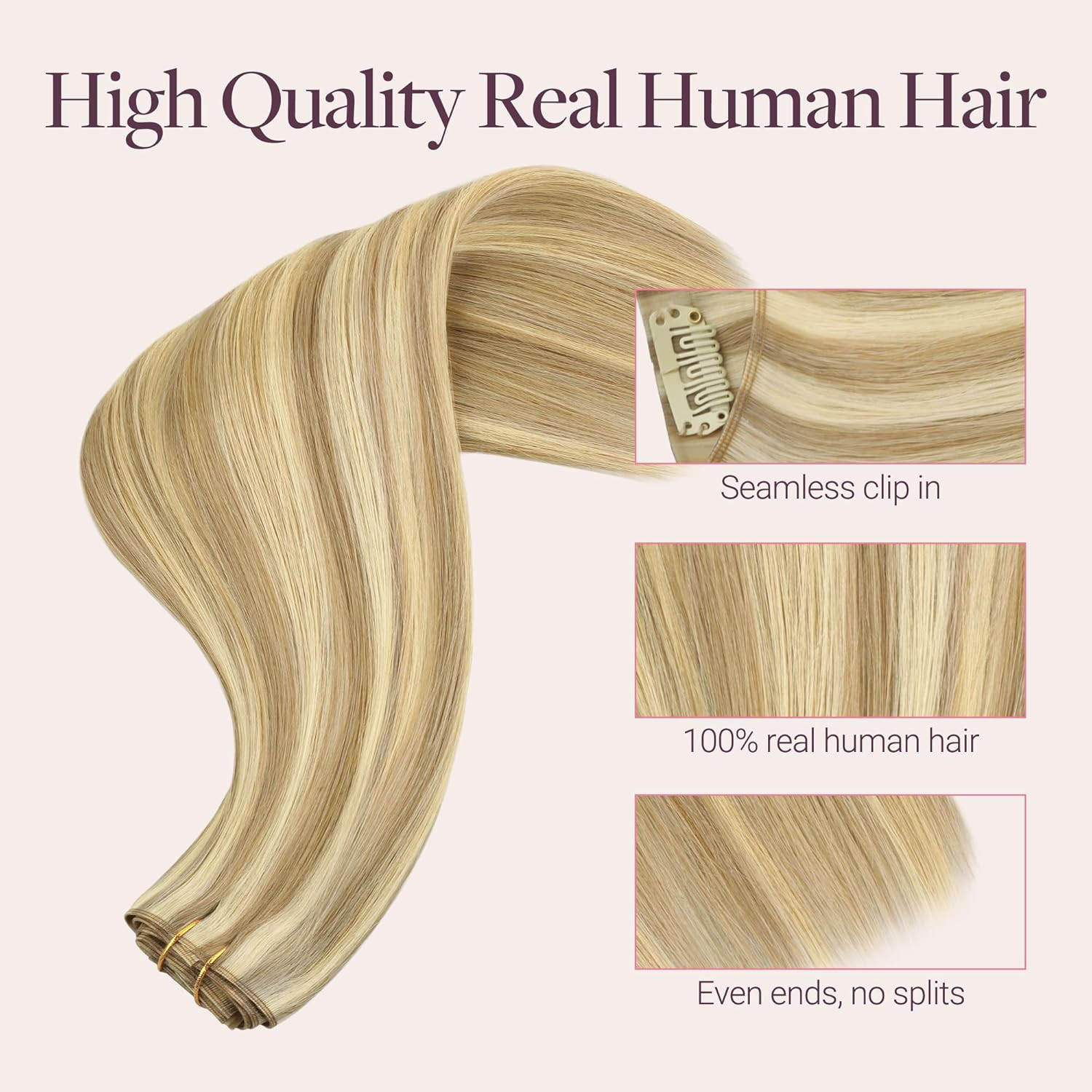 GOO GOO Genius Clip in Hair Extensions, 14inch 110g 7pcs, Seamless PU Clip in Ha