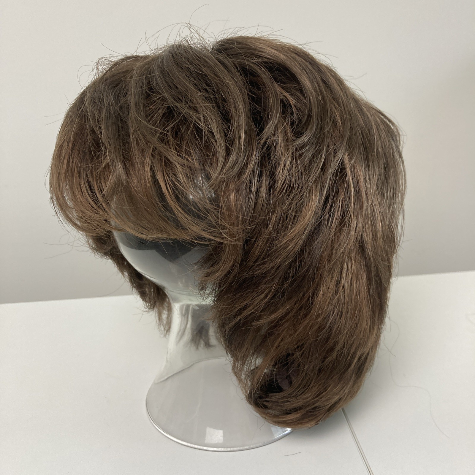 Envy Layered Wig Synthetic Short Classic Cap Womens Brown + Topper Lot 2 Pc