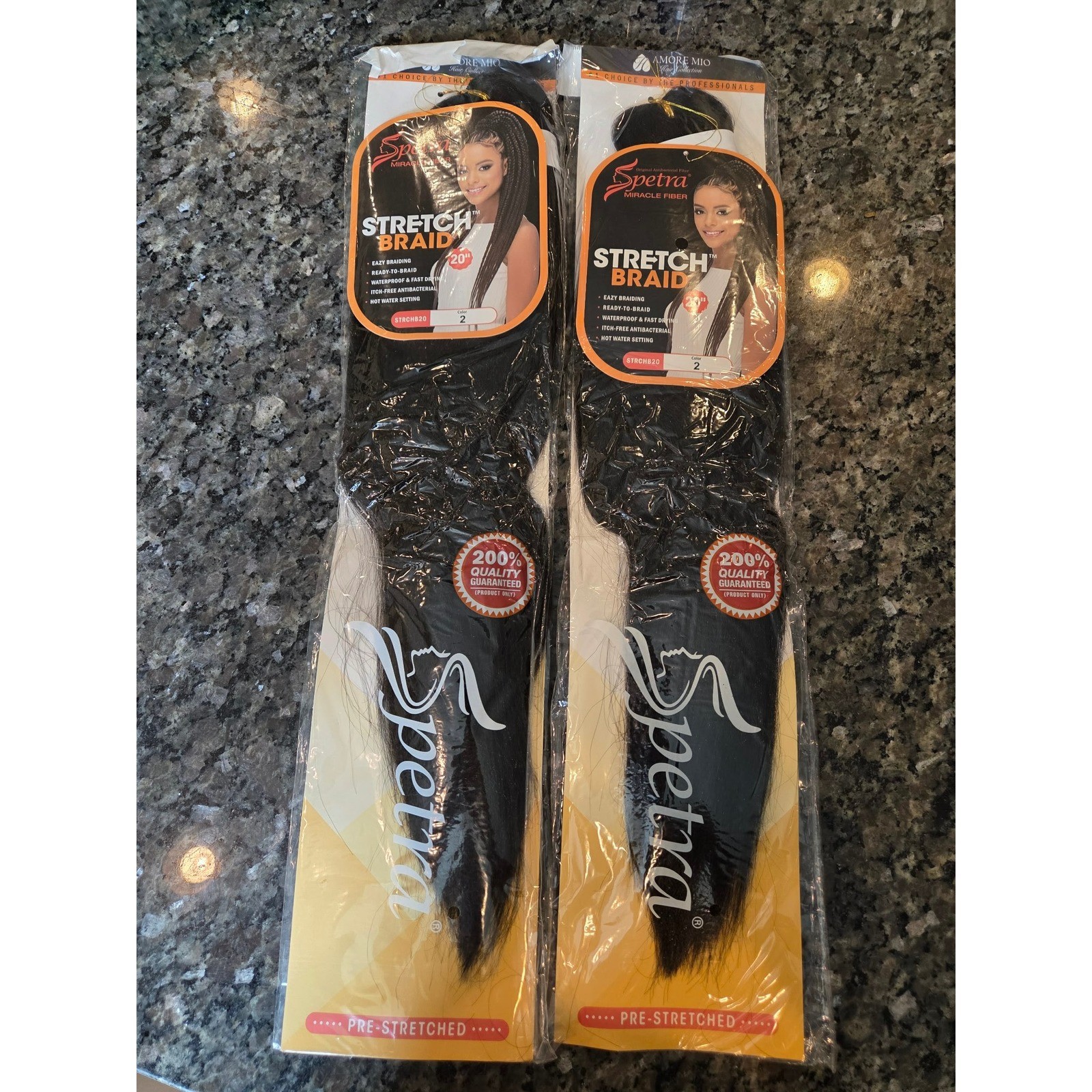 Spetra Miracle Fiber Stretch Braid 20 Inch Pre-Stretched Color 2 Dark Brown 2pk