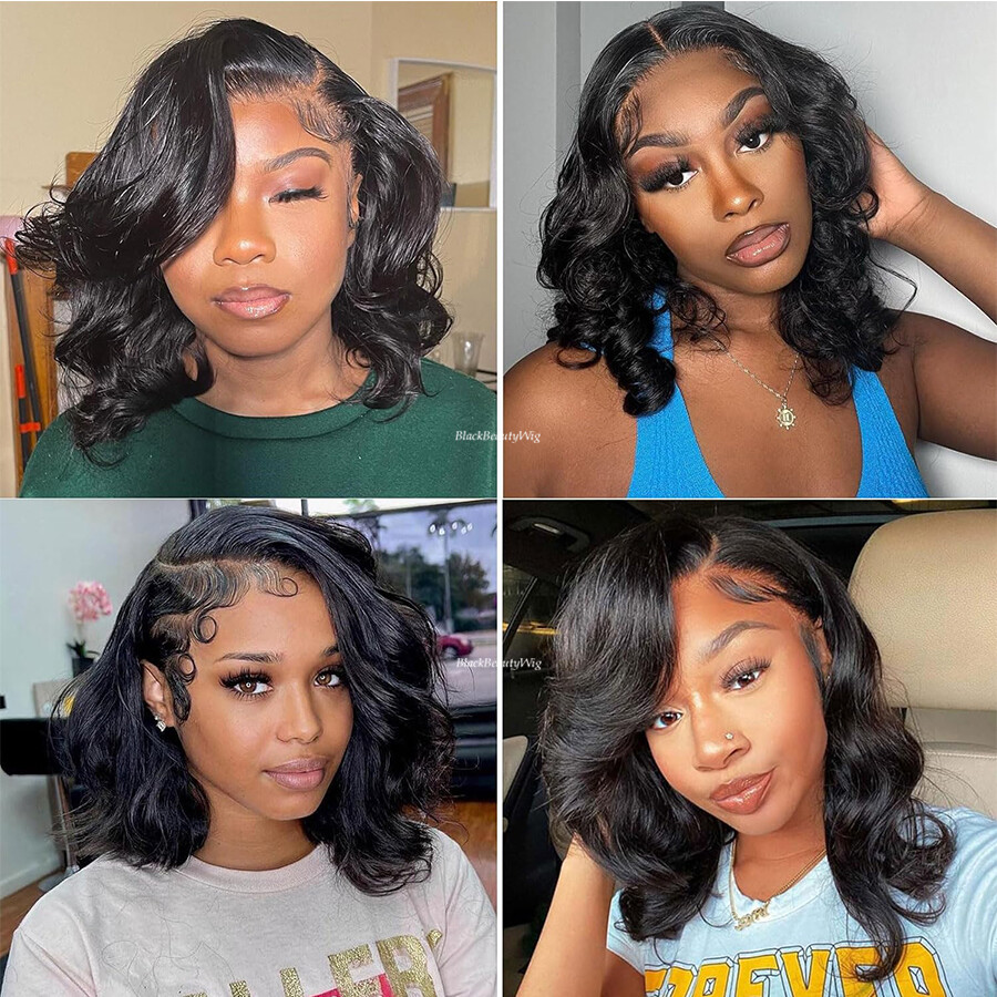 Short Wavy Silk Top Full Lace Human Hair Wig Bleached Knots 5×4.5 Silk Base Wig