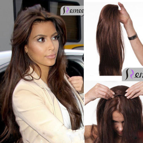 Remy 3/4 Half Wig 100% Human Hair Half Wig Straight Hair Machine Weft Cap 15-24″