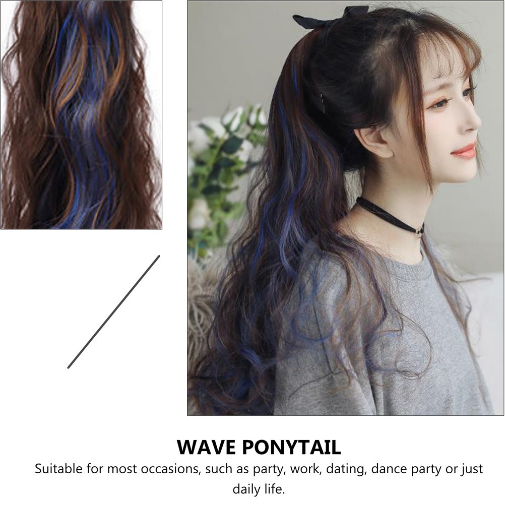 1Pcs Long Wavy Ponytail Hair Clip Soft Breathable Light Brown Durable Fiber