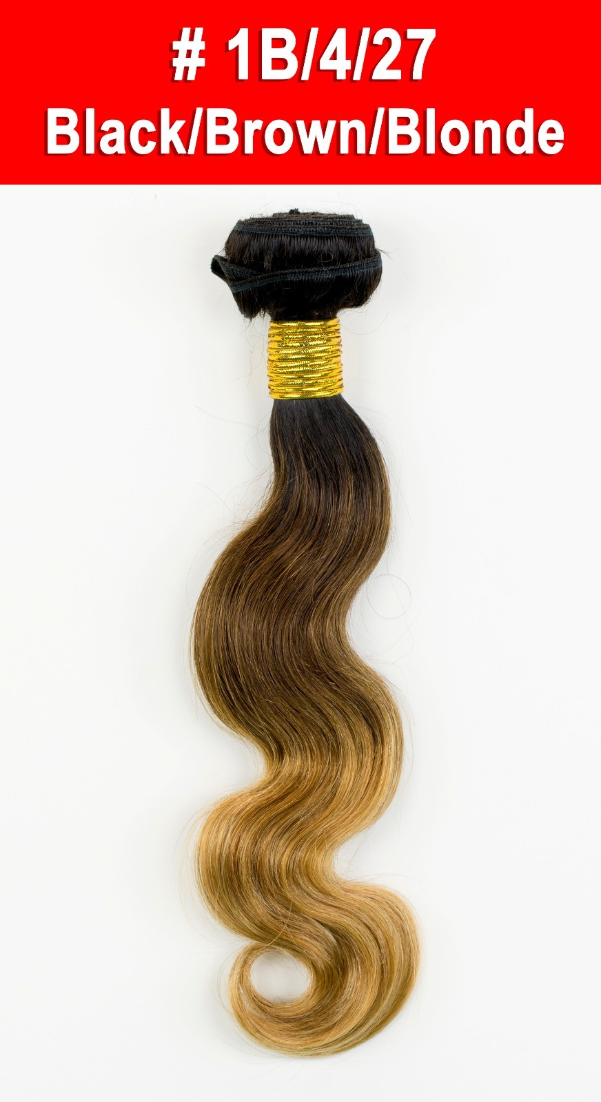 Brazilian Virgin Body Wave Wavy Sew In Bundle Ombre 1B/4/27 Black/Brown/Blonde