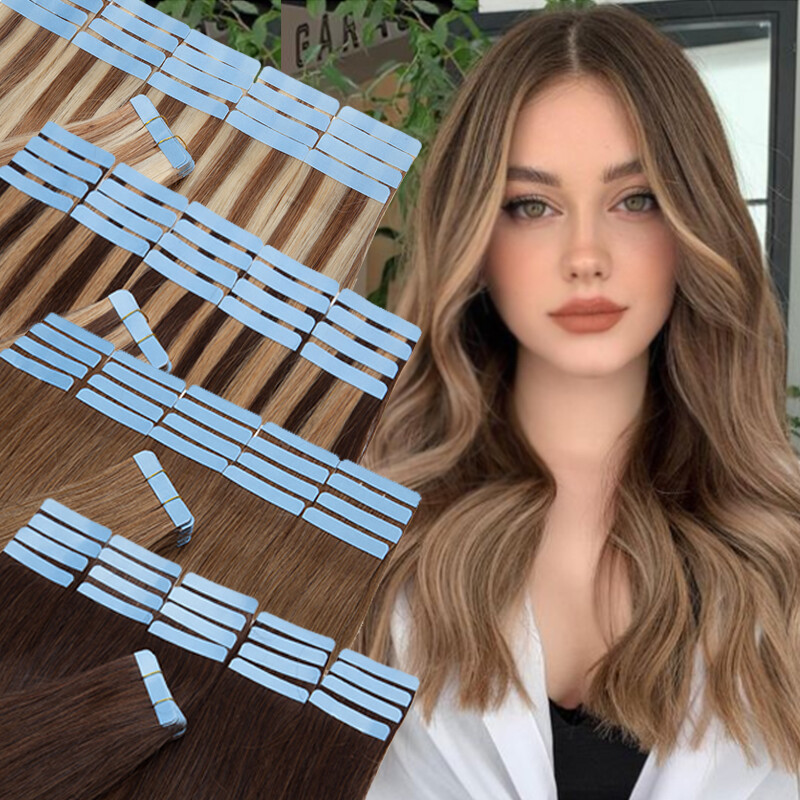THICK Tape In Russian Remy Hair Extensions 100% Human Hair Full Head 200G 80PCS