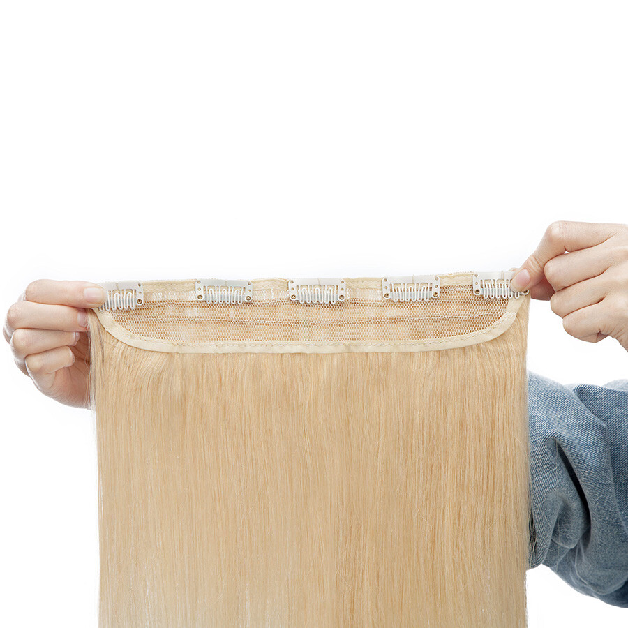 Thick 100% Real Remy Human Hair Extensions Clip In One Piece Half Head 8”-24”