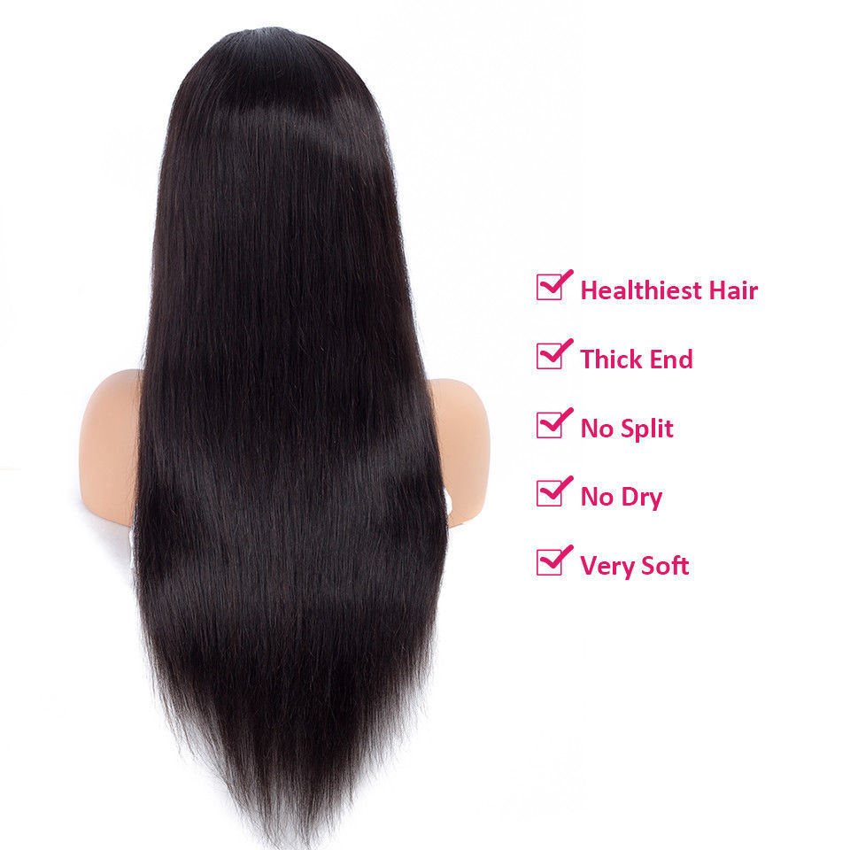 Plucked 22″ Lace Front Women Hair Straight Wig Bleached Knots With Baby Hair USA