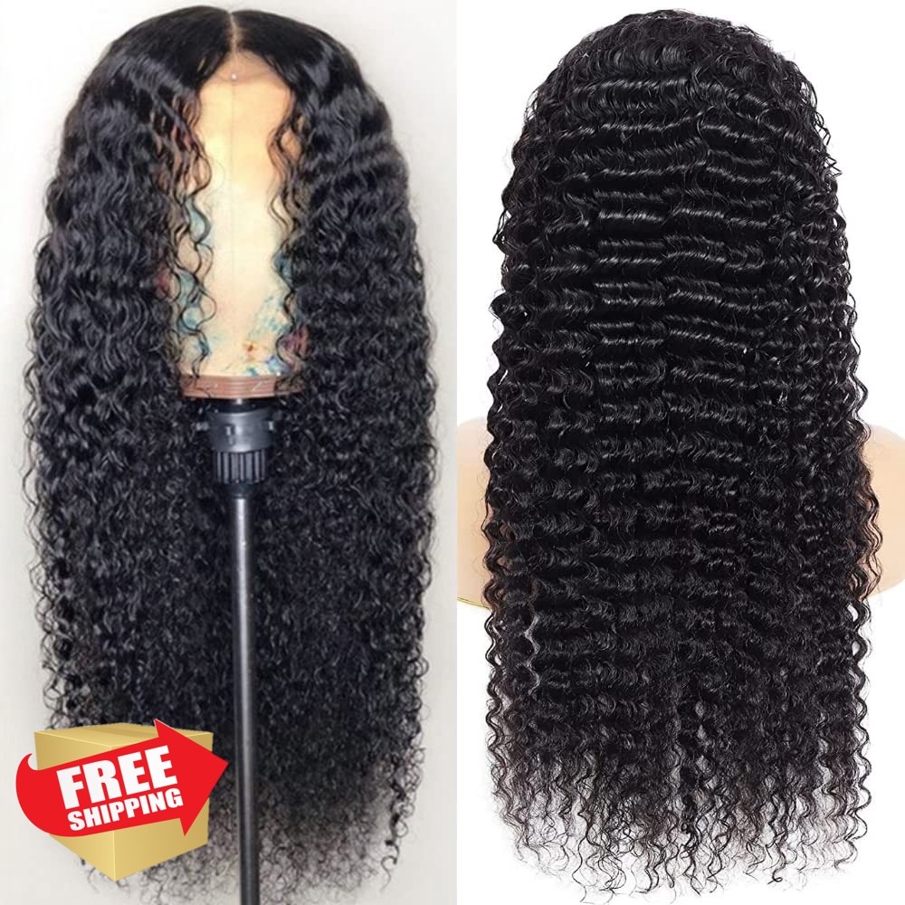 Pinketer Deep Wave Lace Front Wig 28 Inch Natural Color