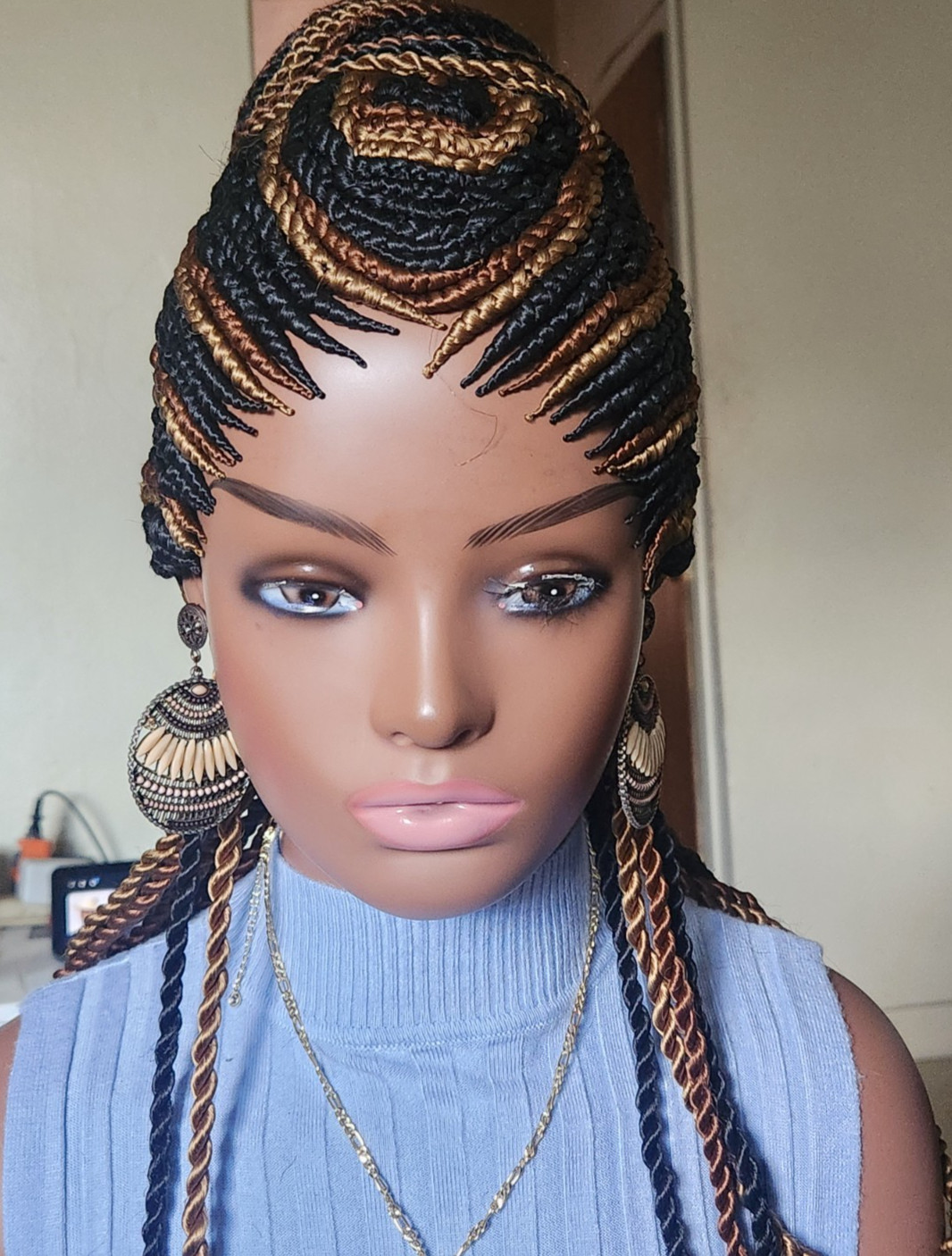 Fully hand braided senegale twist cornrows wig poney bout Multiple colors