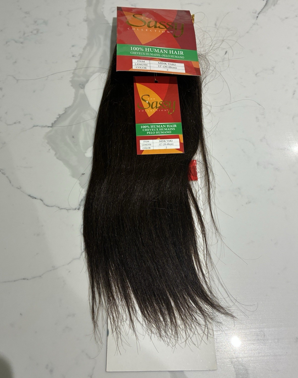 The Sassy Collection 100% Human Hair Mink Yaki Weft 12in Dark Brown