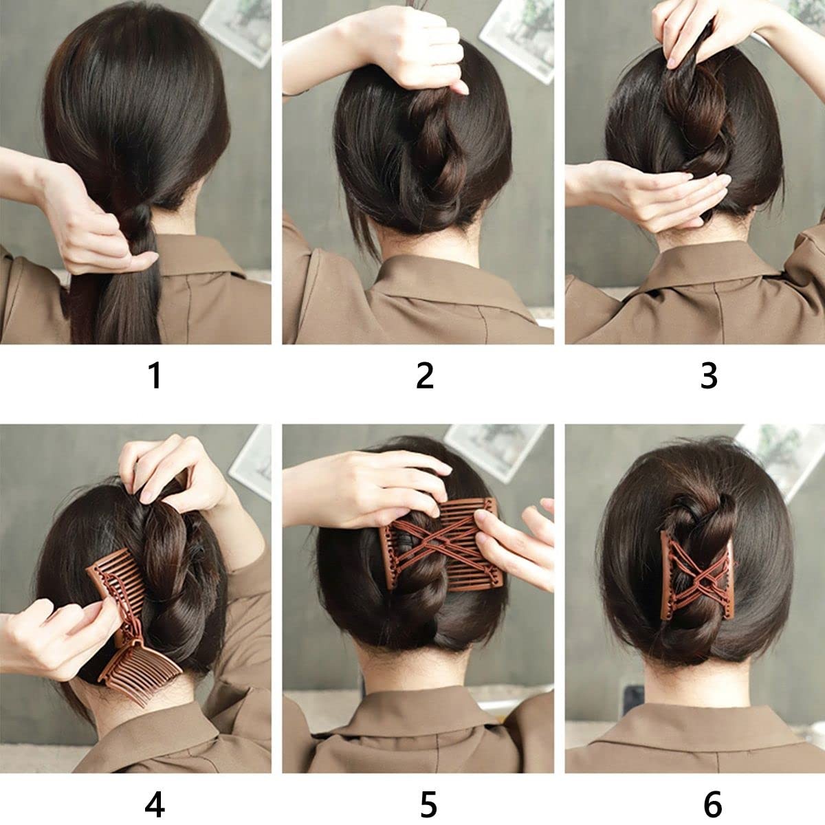 5 Pieces Elastic Magic Hair Comb Stretchy Double Comb Hair Forks Clips for Women