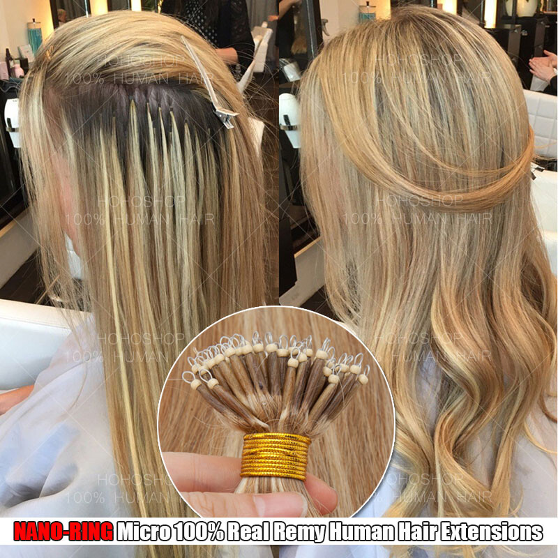 200S Micro Loop Nano Ring 100% Remy Human Hair Extensions Pre Bonded Beads I-Tip
