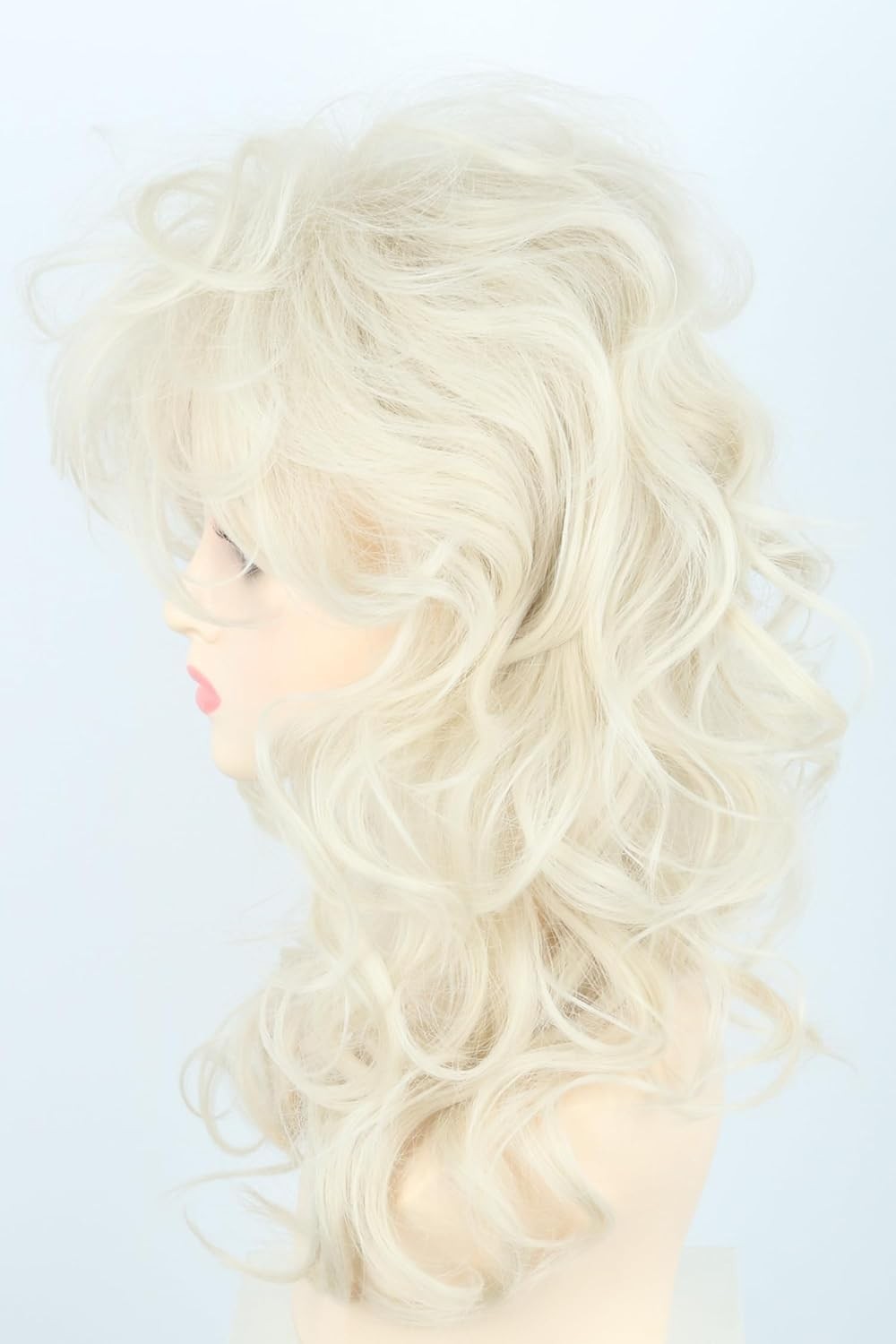 Beige Long Curly 80s Rocker Wig Women Halloween Party Costume Accessory
