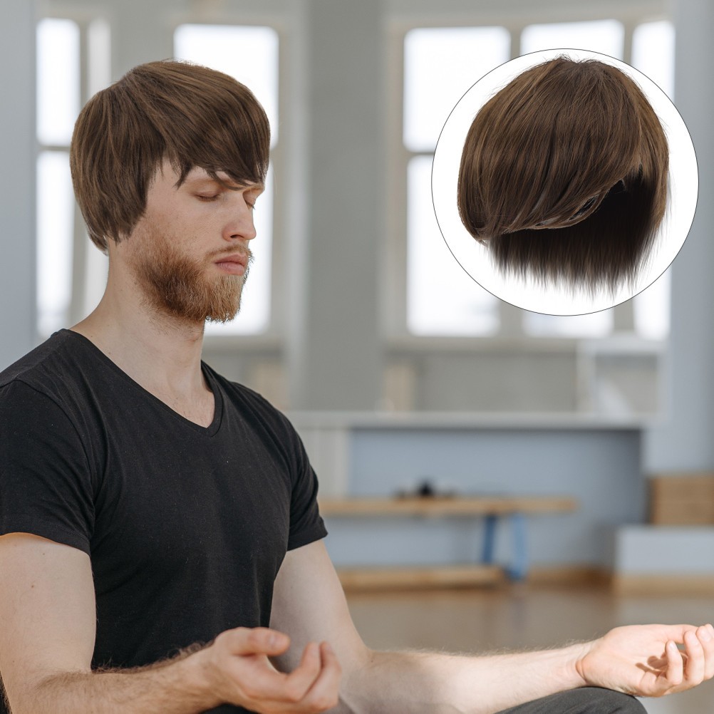 Dark Brown Men Short Synthetic Wig High Temperature Fiber Cosplay Use
