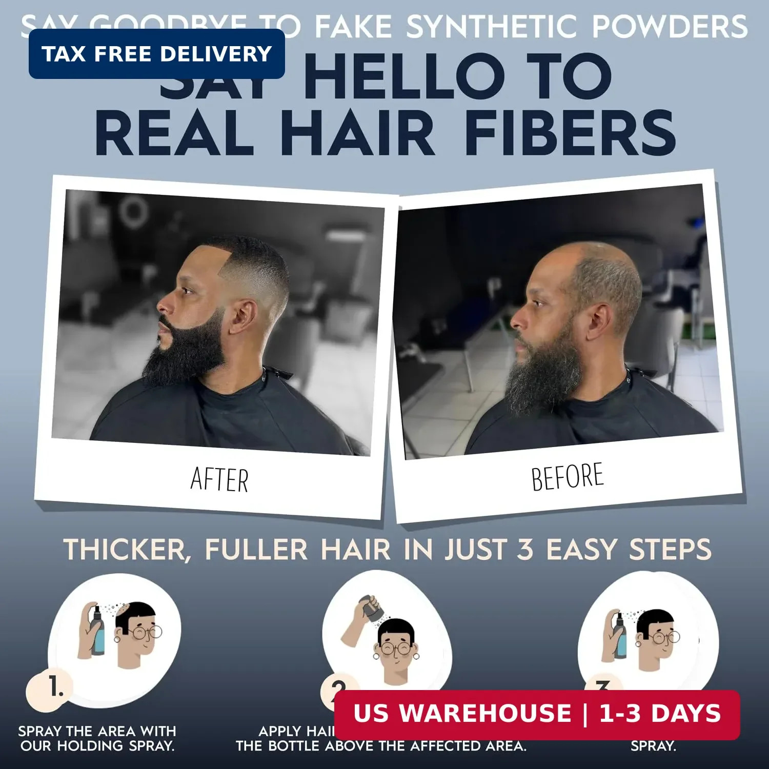 Hair Illusion Black Real Hair Fibers for Thinning Hair – 100% Natural Texture, N