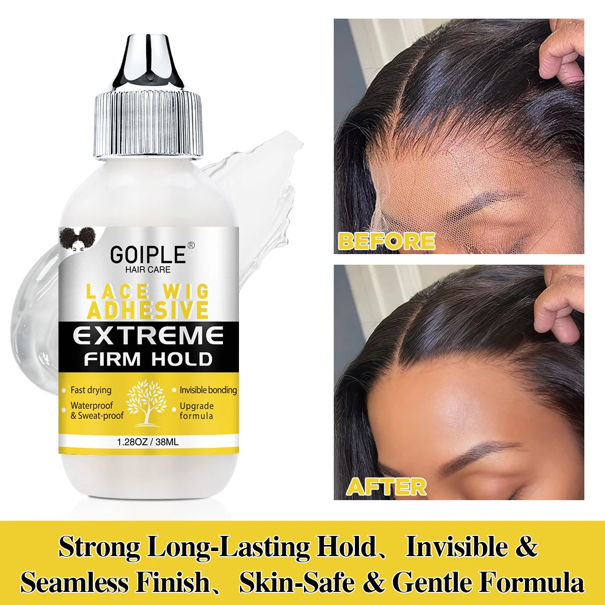 Wig Glue Long Lasting Extra Hold Glue for Wig Waterproof Melting Spray Invisible