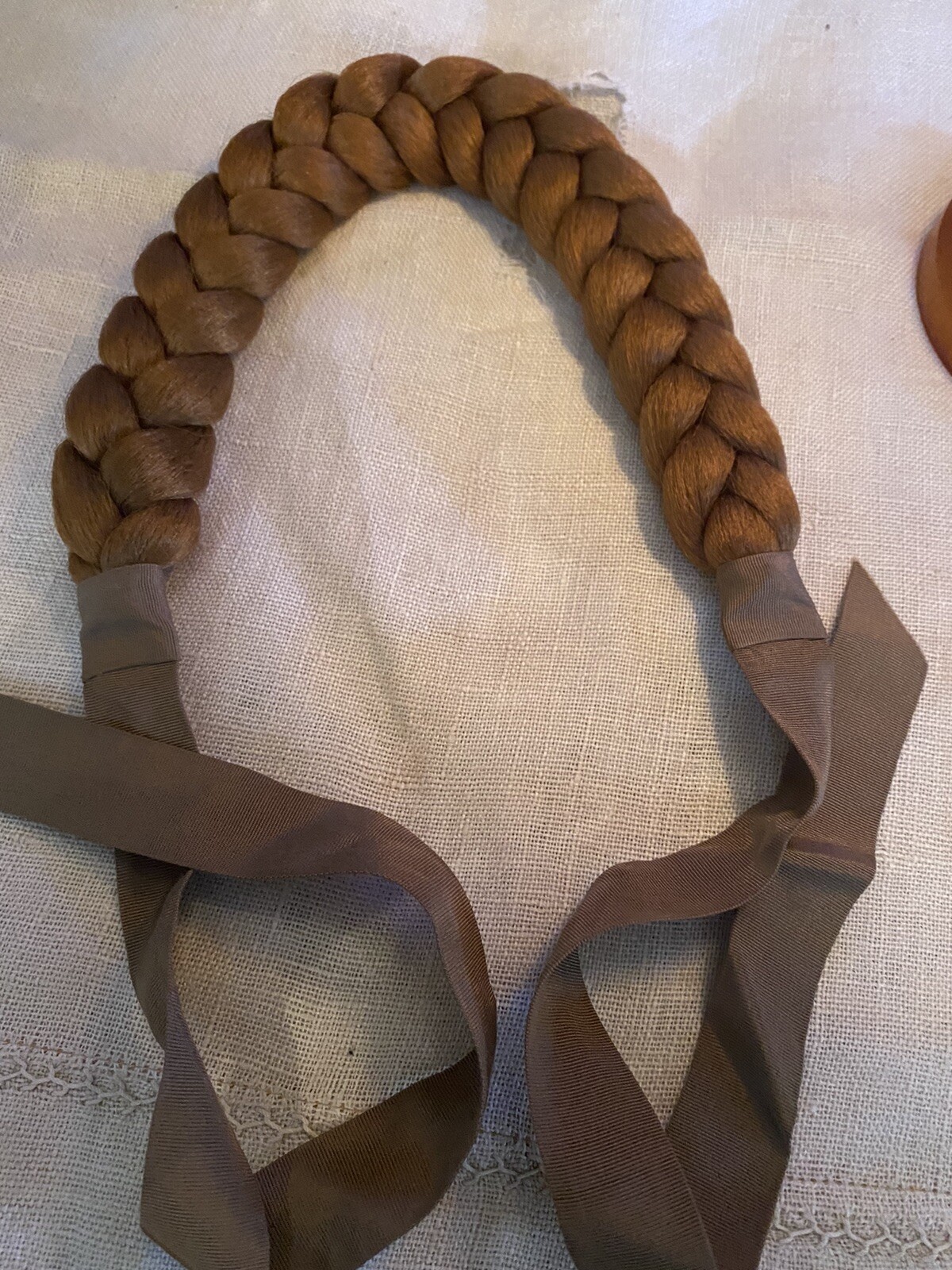 Antique/Vintage Hair Piece Ponytail 12” With Ribbon Ties Japan Headband Childs