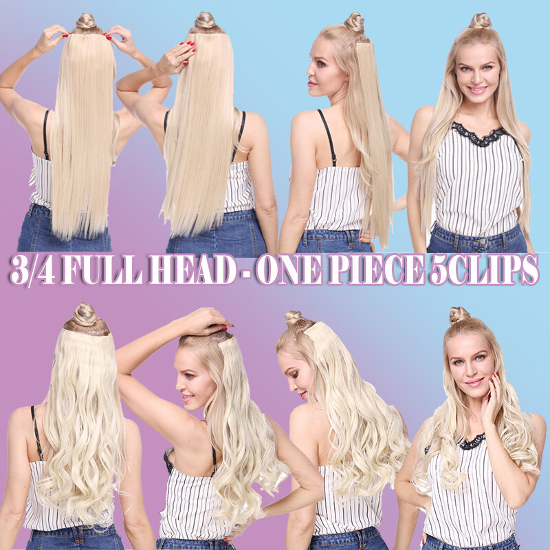 17~30 Inch Clip in Hair Extensions Natural Thick Wavy 5Clips Hairpieces Balayage
