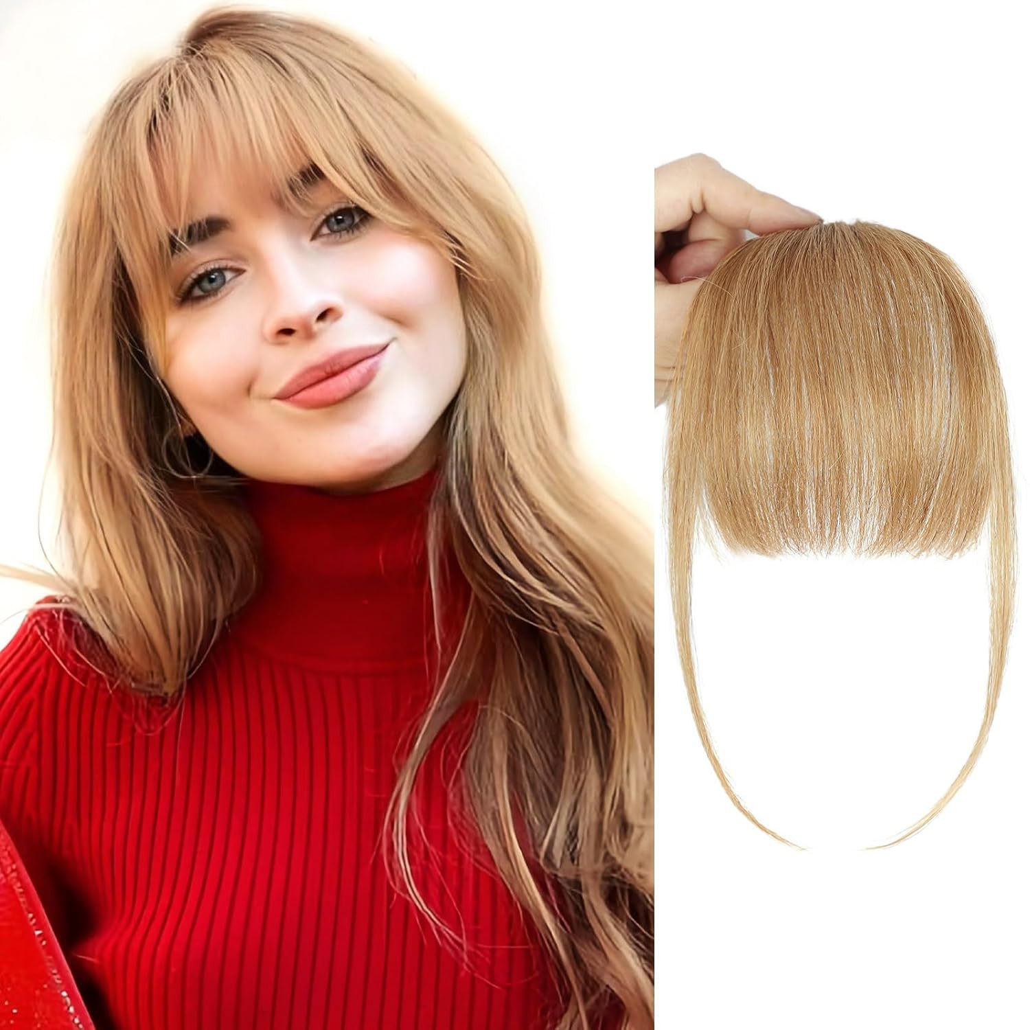 Clip in Bangs 100% Human Hair Bangs with Temples Bangs Hairpieces for Women Clip