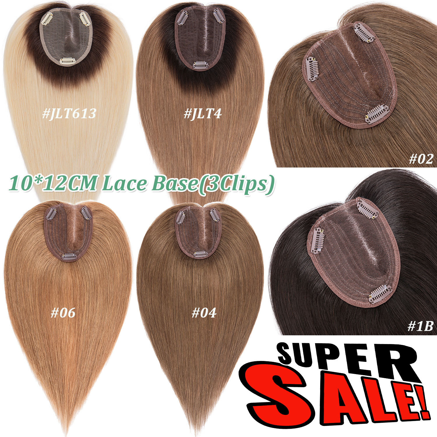CLEARANCE Clip In 100 Remy Human Hair Topper Toupee Hairpiece Lace Base Handtied