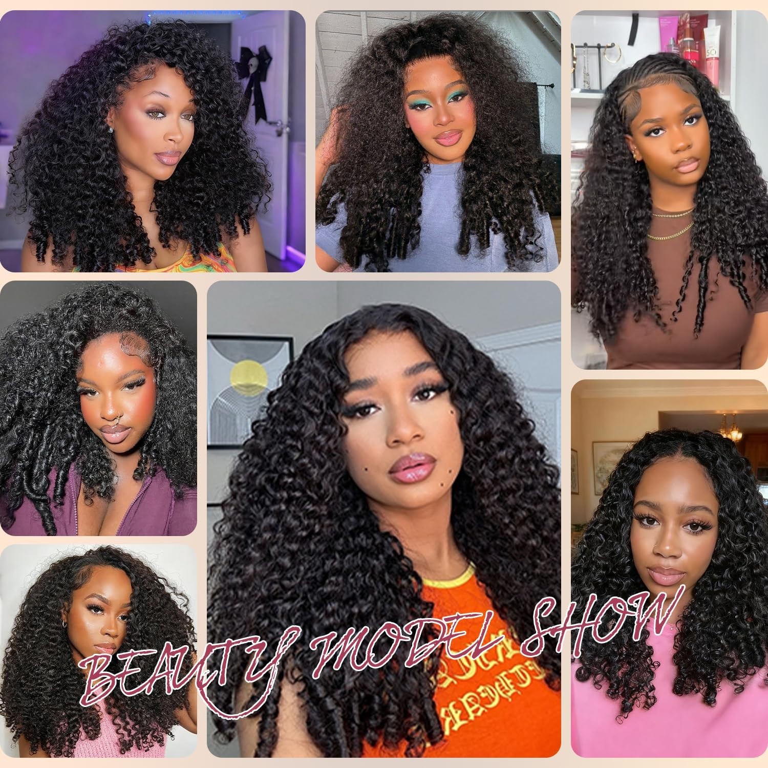 250% Density 20″ Burmese Curly Half Wig – 100% Human Hair, Glueless, Seamless, 3