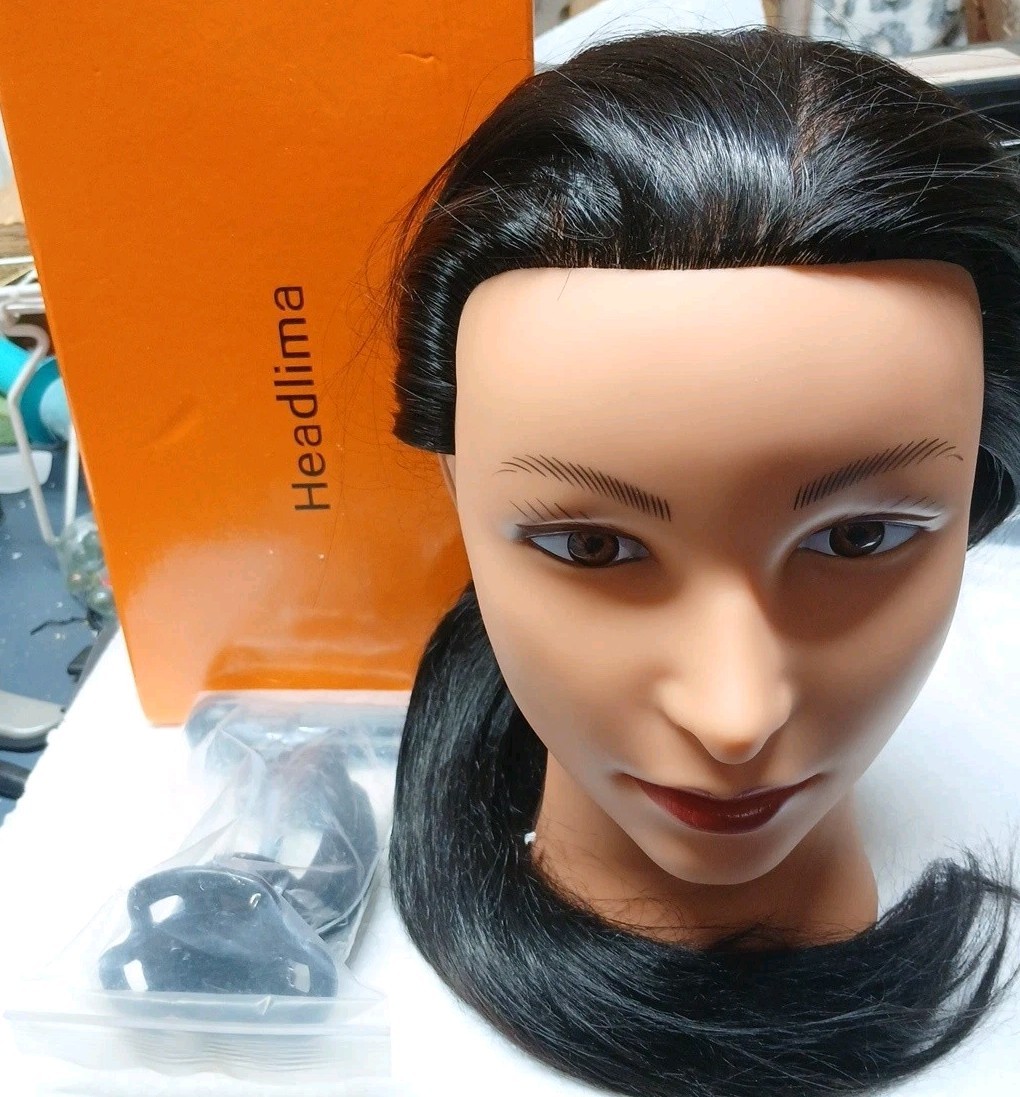 Cosmetology Mannequin Head Manikin Training Head 15-16” Synthetic Fiber Hair…