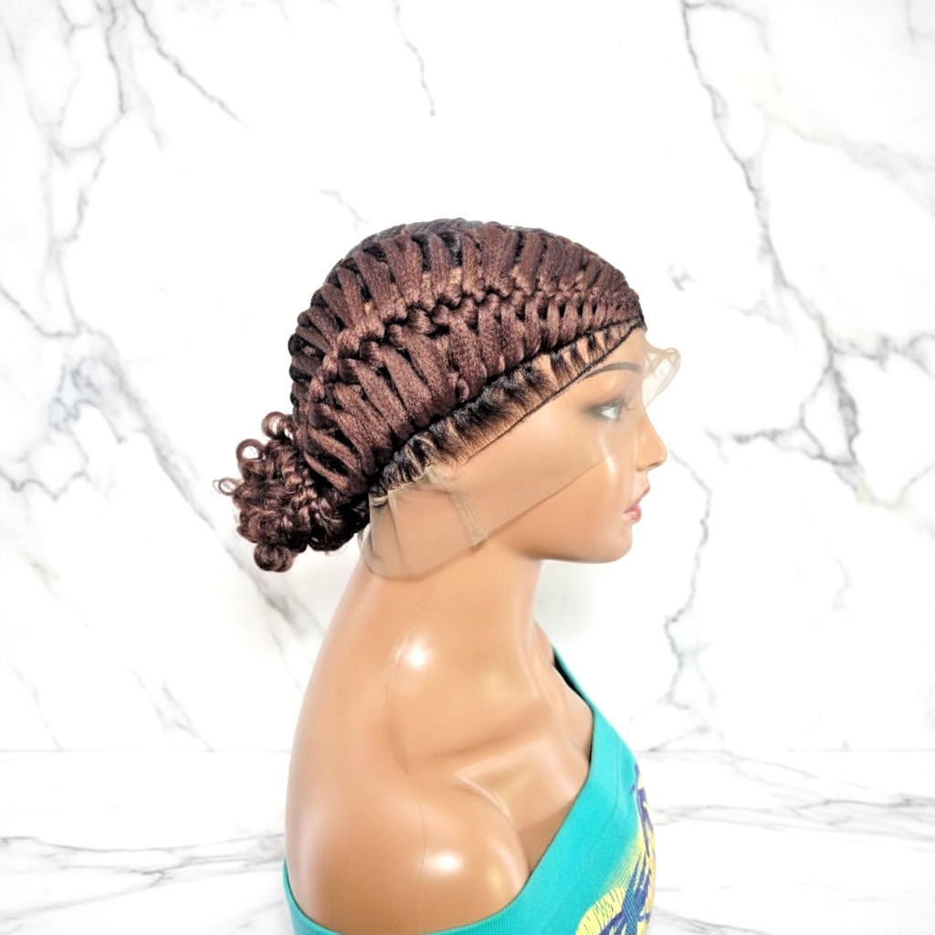 Braided Wig: Double Dutch Braids Braided Bun. Full Lace Cap, Baby Hair