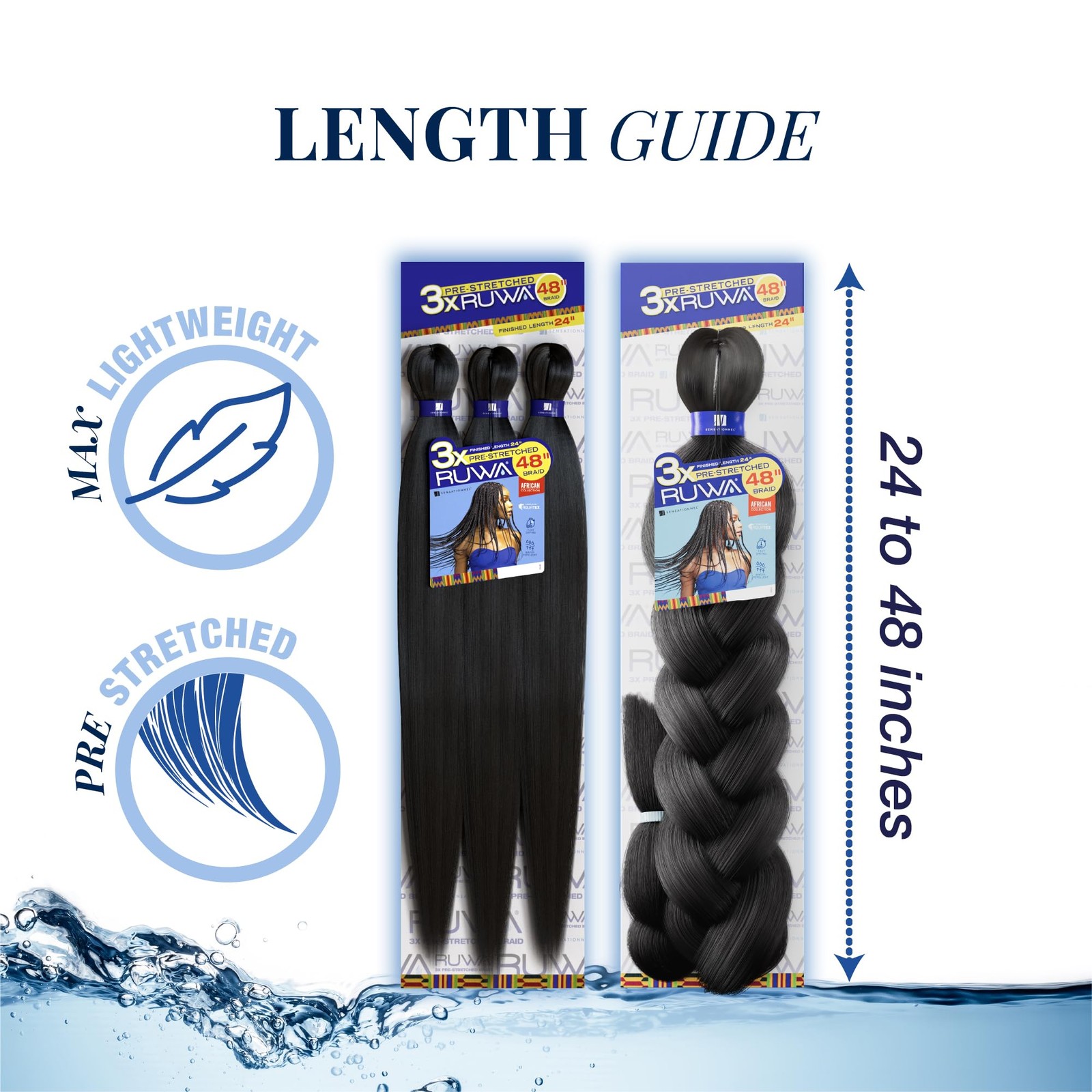 Sensationnel Ruwa Braiding Hair 3X 48 Inch 4 MEDBROWN Kanekalon 3 Pack