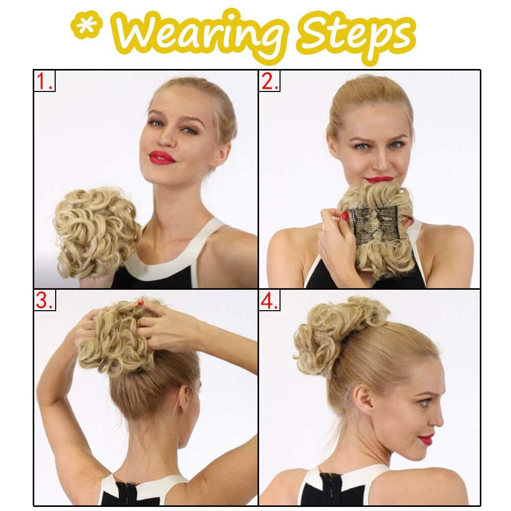 Large Chignon Messy Bun Comb Clip in Hair Extensions Hairpiece Scrunchie Curly
