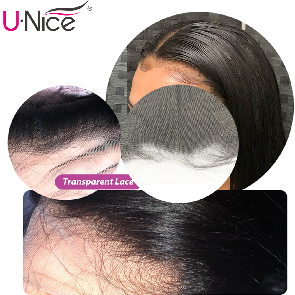 Mongolian Straight Human Hair Extension Bundles With HD Transparent Lace Closure