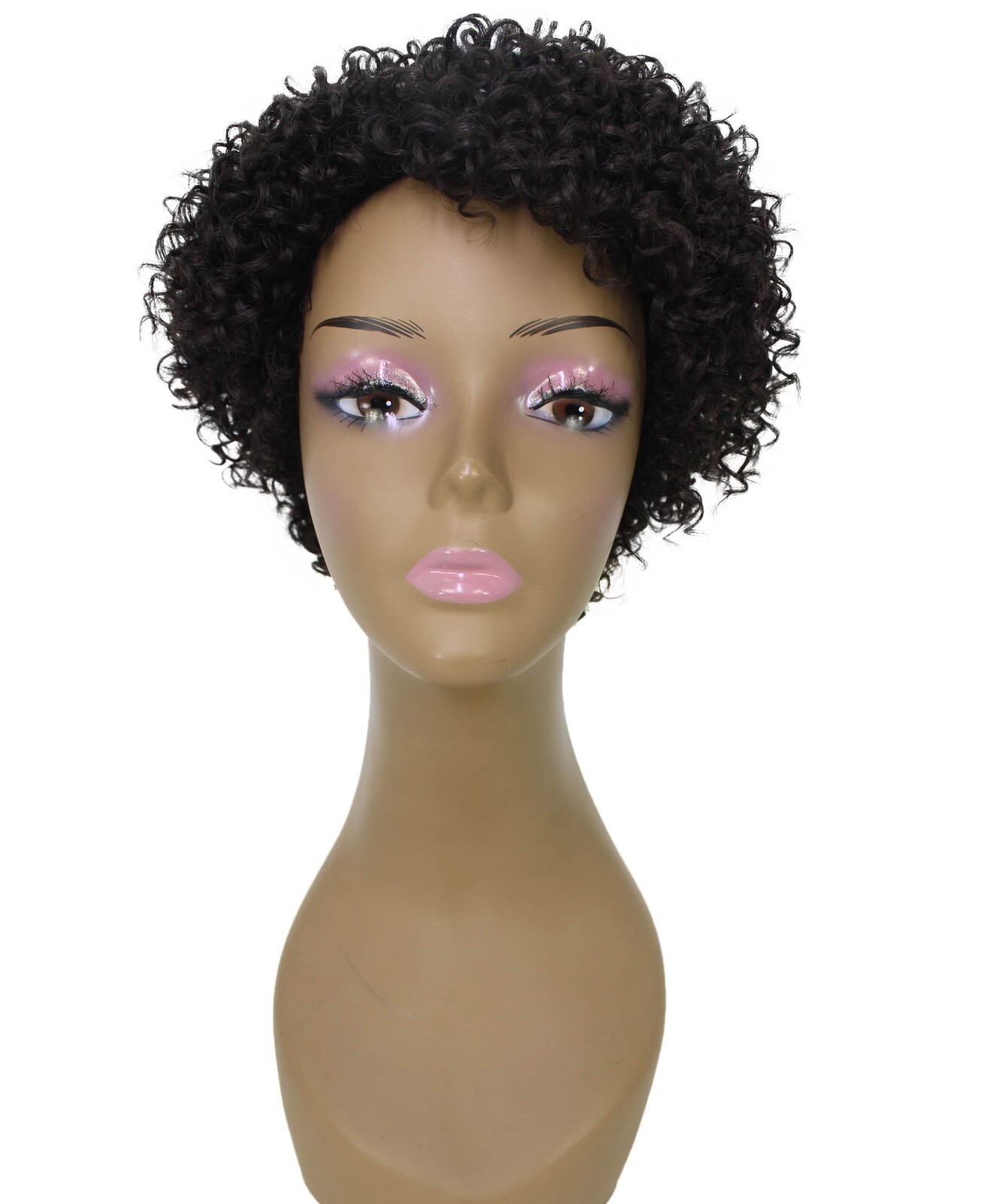 LUXLUXE Leila Curly Kinky 10 in Long Full Wig No Lace, Multiple Colors,BF-0002