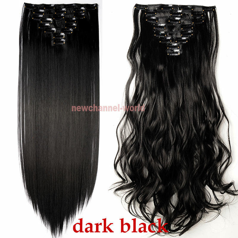 Mega Thick Real Natural as human Hair 8Pcs Full Head Clip In Hair Extensions HYT