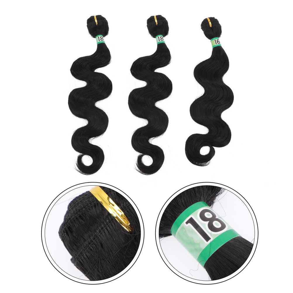 3Pcs Synthetic Body Wave Hair Bundles Reusable Soft Smooth Hair Wefts
